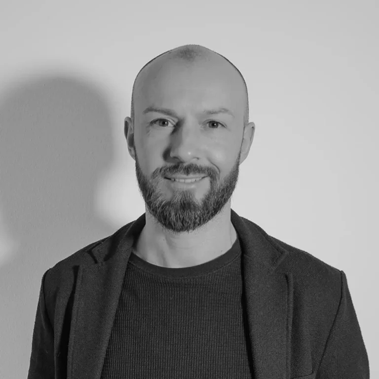 Ritratto in bianco e nero di Massimiliano Gheller